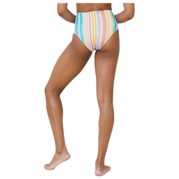 EPHEMERA Flounce Bra and High Waisted Bikini Pant in Bonbon Stripe NWT - Picture 11 of 12
